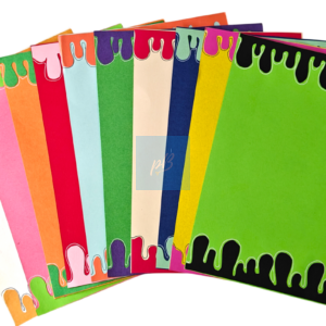 Colourful Drip Border A4 Sheets for Art & Craft | Multicolour Decorative Border Papers for School Projects, Scrapbooking, Writing & DIY Crafts | Thick Designer Sheets | Pack of 10