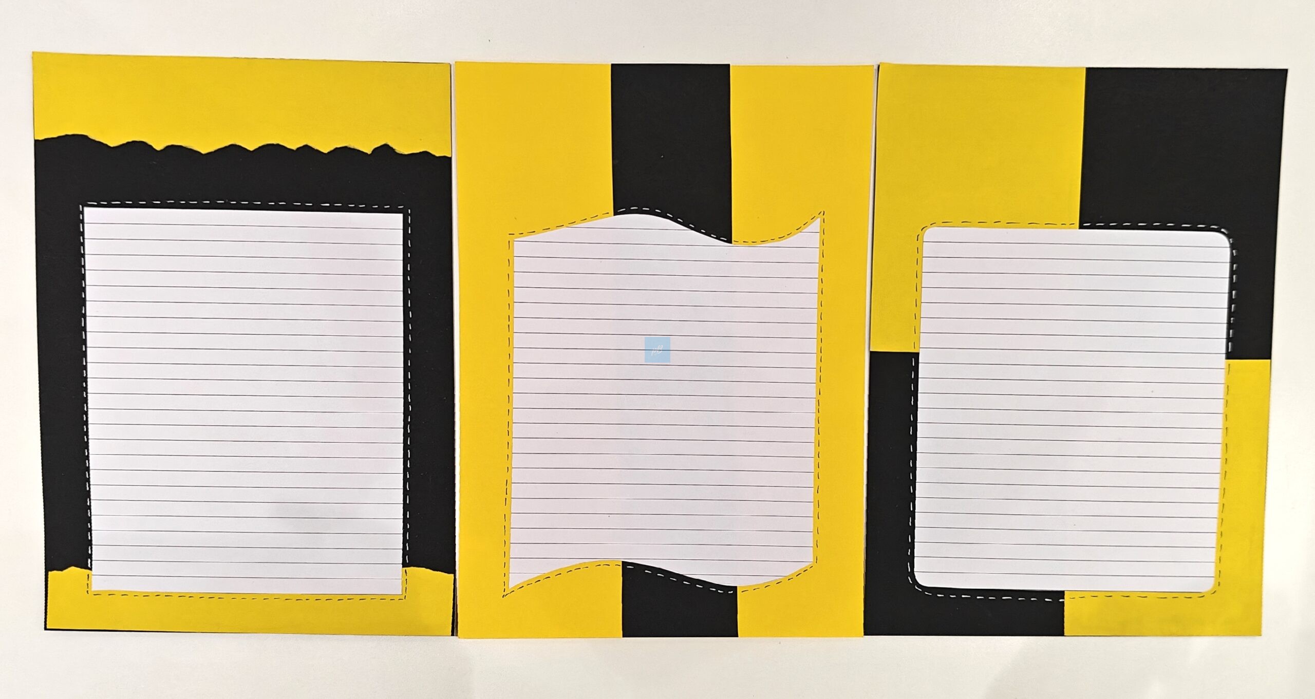 Project Banao A4 Handmade Project Sheets | 180 GSM Set of 10 – Yellow Black Aesthetic Torn Paper Design, Lined Craft Sheets, Scrapbook & Assignment Paper | Craft Sheets for School Projects - Image 4