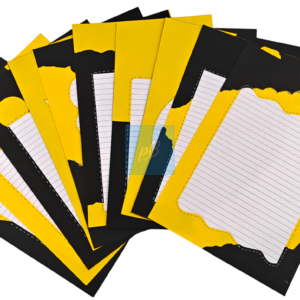 Project Banao A4 Handmade Project Sheets | 180 GSM Set of 10 – Yellow Black Aesthetic Torn Paper Design, Lined Craft Sheets, Scrapbook & Assignment Paper | Craft Sheets for School Projects
