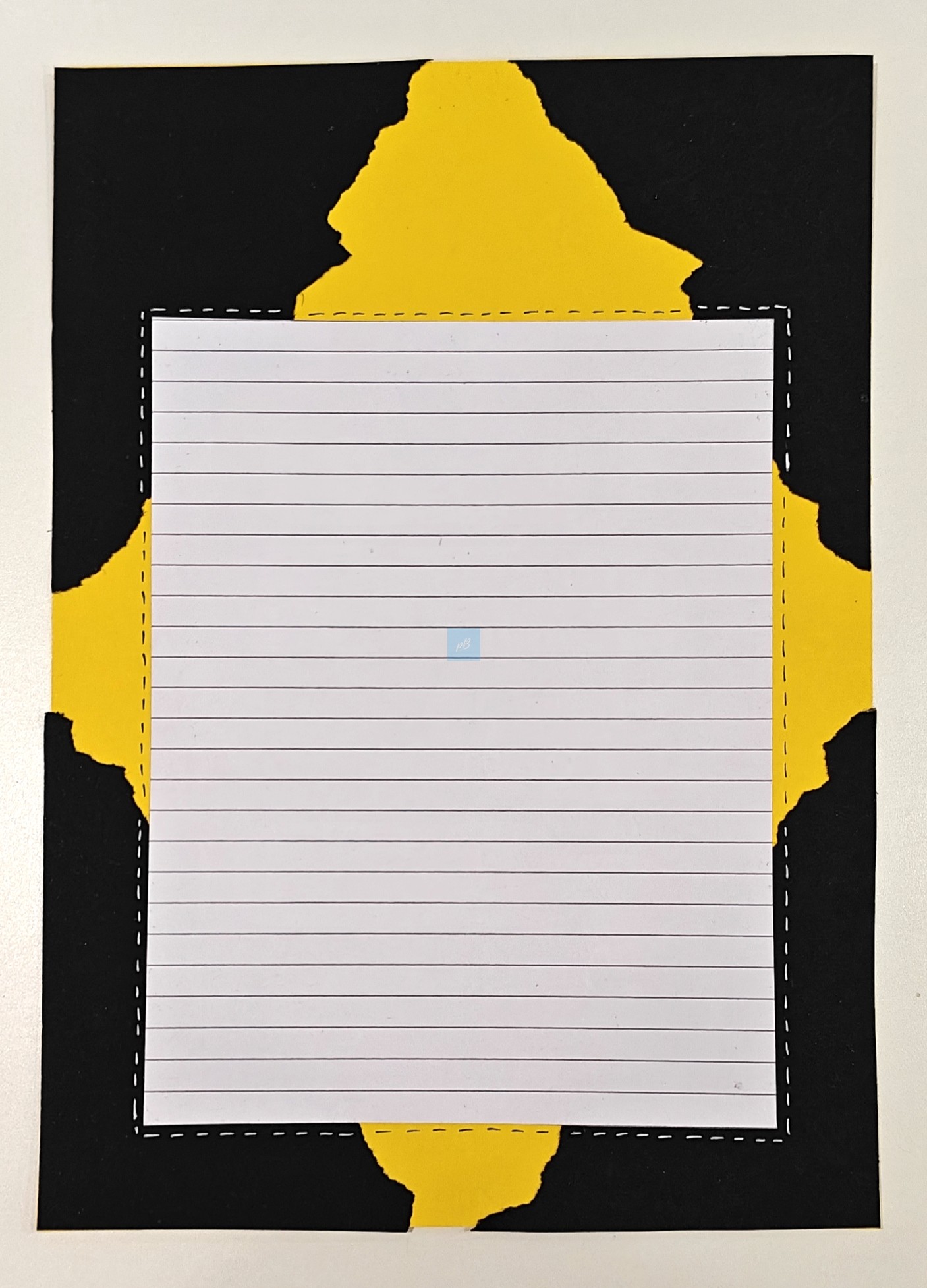 Project Banao A4 Handmade Project Sheets | 180 GSM Set of 10 – Yellow Black Aesthetic Torn Paper Design, Lined Craft Sheets, Scrapbook & Assignment Paper | Craft Sheets for School Projects - Image 2