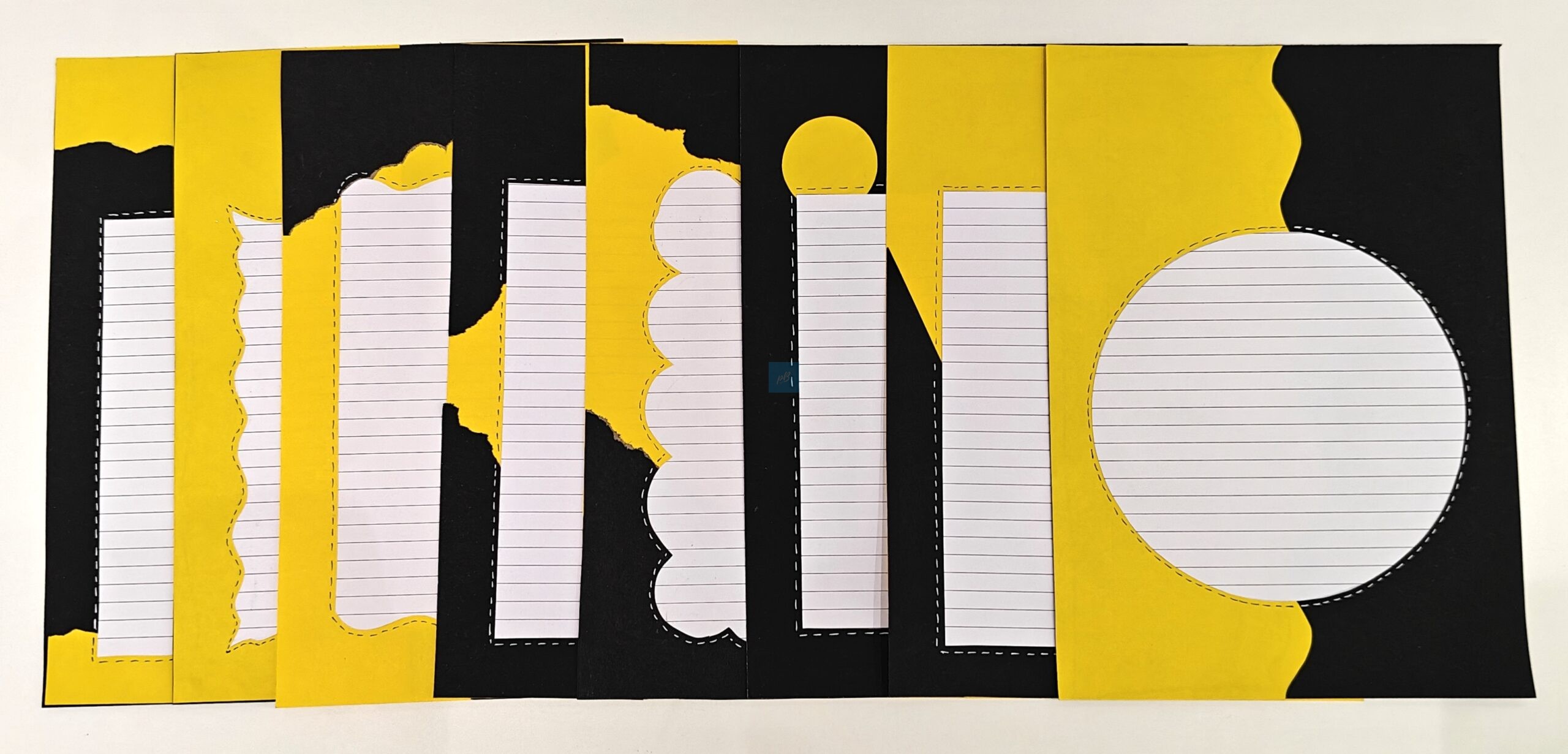 Project Banao A4 Handmade Project Sheets | 180 GSM Set of 10 – Yellow Black Aesthetic Torn Paper Design, Lined Craft Sheets, Scrapbook & Assignment Paper | Craft Sheets for School Projects - Image 3