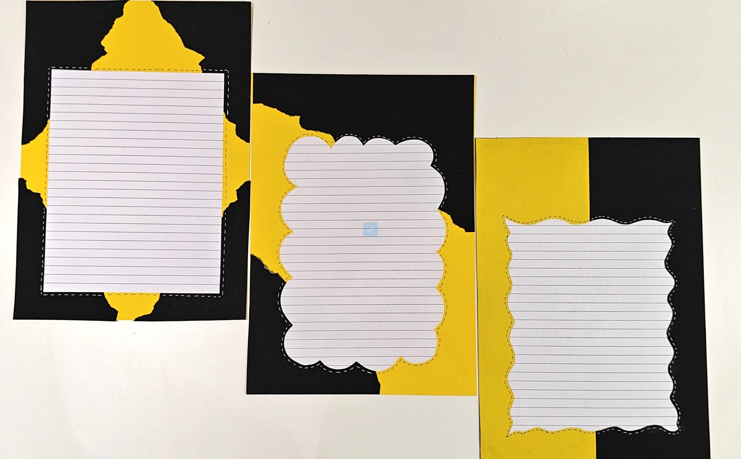Project Banao A4 Handmade Project Sheets | 180 GSM Set of 10 – Yellow Black Aesthetic Torn Paper Design, Lined Craft Sheets, Scrapbook & Assignment Paper | Craft Sheets for School Projects - Image 5