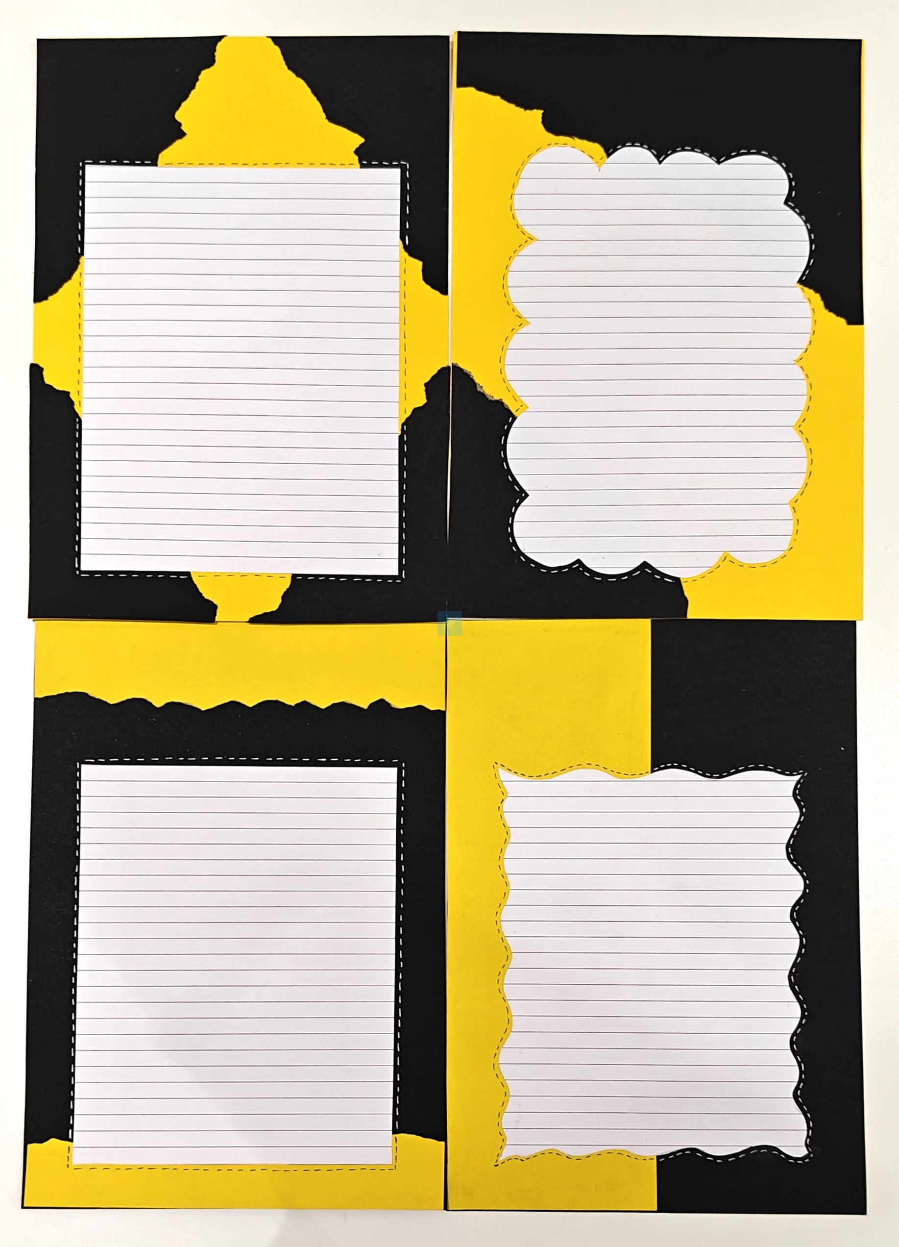 Project Banao A4 Handmade Project Sheets | 180 GSM Set of 10 – Yellow Black Aesthetic Torn Paper Design, Lined Craft Sheets, Scrapbook & Assignment Paper | Craft Sheets for School Projects - Image 7