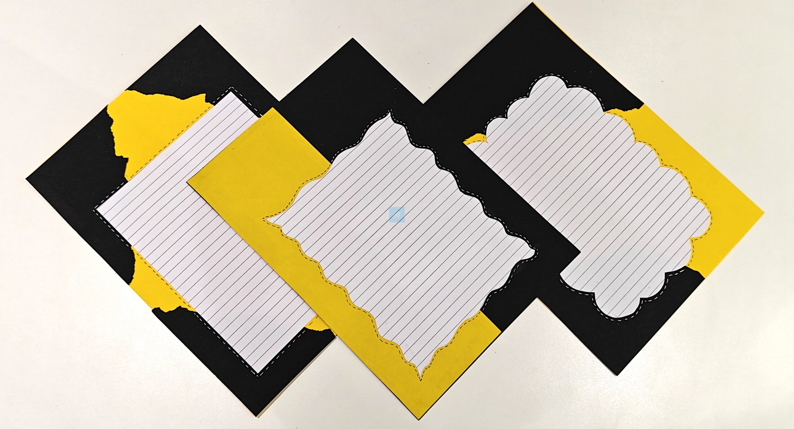 Project Banao A4 Handmade Project Sheets | 180 GSM Set of 10 – Yellow Black Aesthetic Torn Paper Design, Lined Craft Sheets, Scrapbook & Assignment Paper | Craft Sheets for School Projects - Image 8