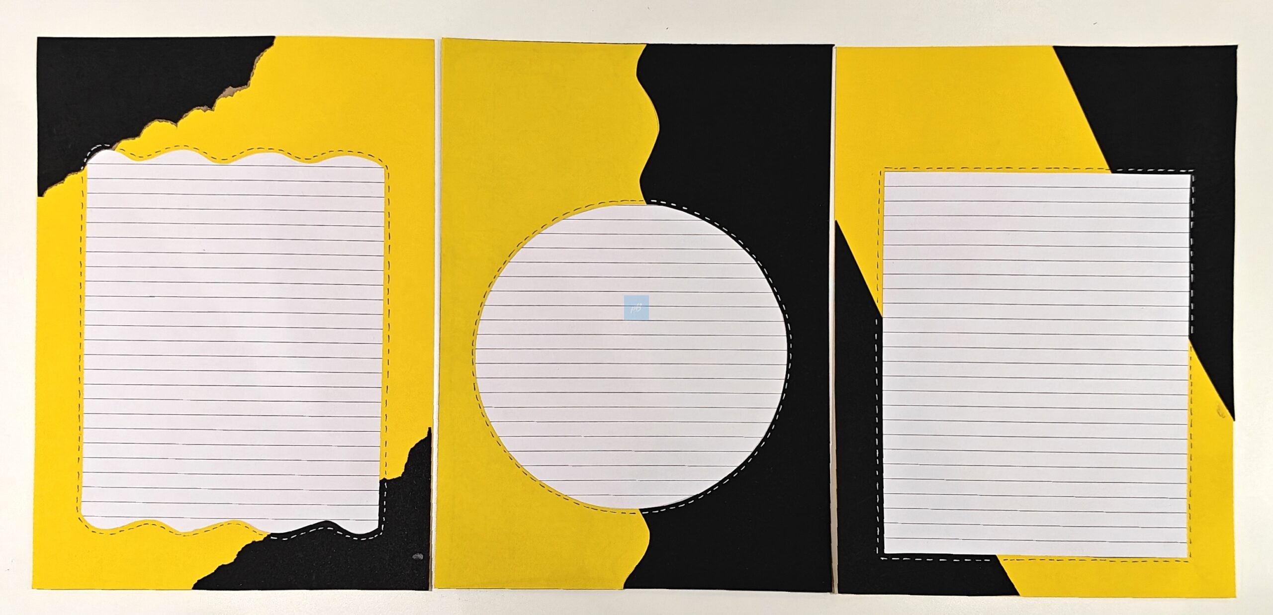 Project Banao A4 Handmade Project Sheets | 180 GSM Set of 10 – Yellow Black Aesthetic Torn Paper Design, Lined Craft Sheets, Scrapbook & Assignment Paper | Craft Sheets for School Projects - Image 10
