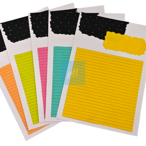 Project Banao Handmade A4 Lined Project Sheets | Pack of 10 | 180 GSM Multicolour Designer Writing Pages with Torn Black Border | Aesthetic School Project Paper, Craft Sheets
