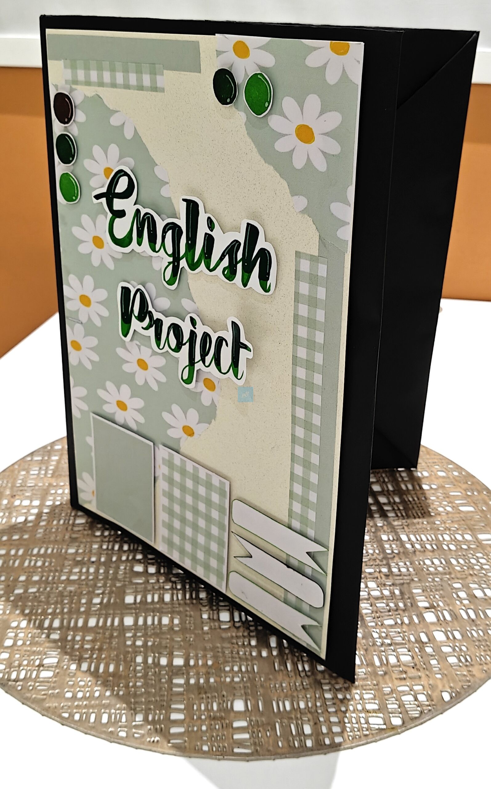 PB English Project Ring Binder – Aesthetic Floral Handmade File | A4 Reusable School Project Folder for Students - Image 4