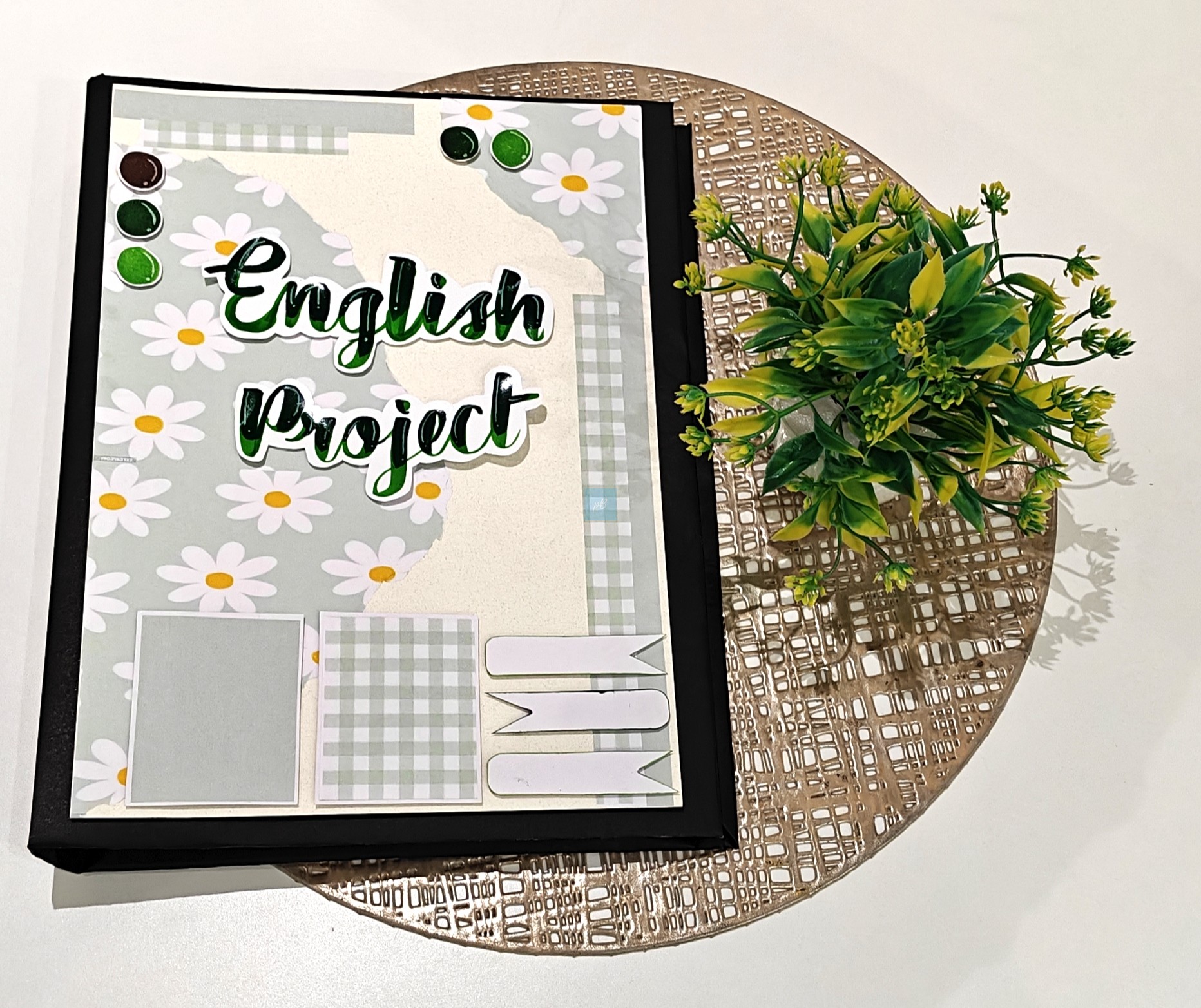 PB English Project Ring Binder – Aesthetic Floral Handmade File | A4 Reusable School Project Folder for Students - Image 7