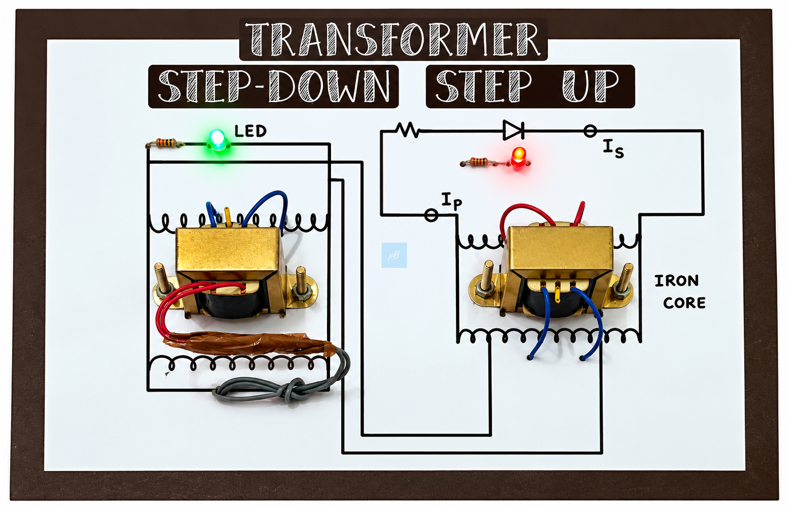 Project Banao Transformer Working Model – Step Up & Step Down Transformer Demonstration Board with LEDs, Iron Core, Coils | School Science Project | STEM Physics Learning Kit