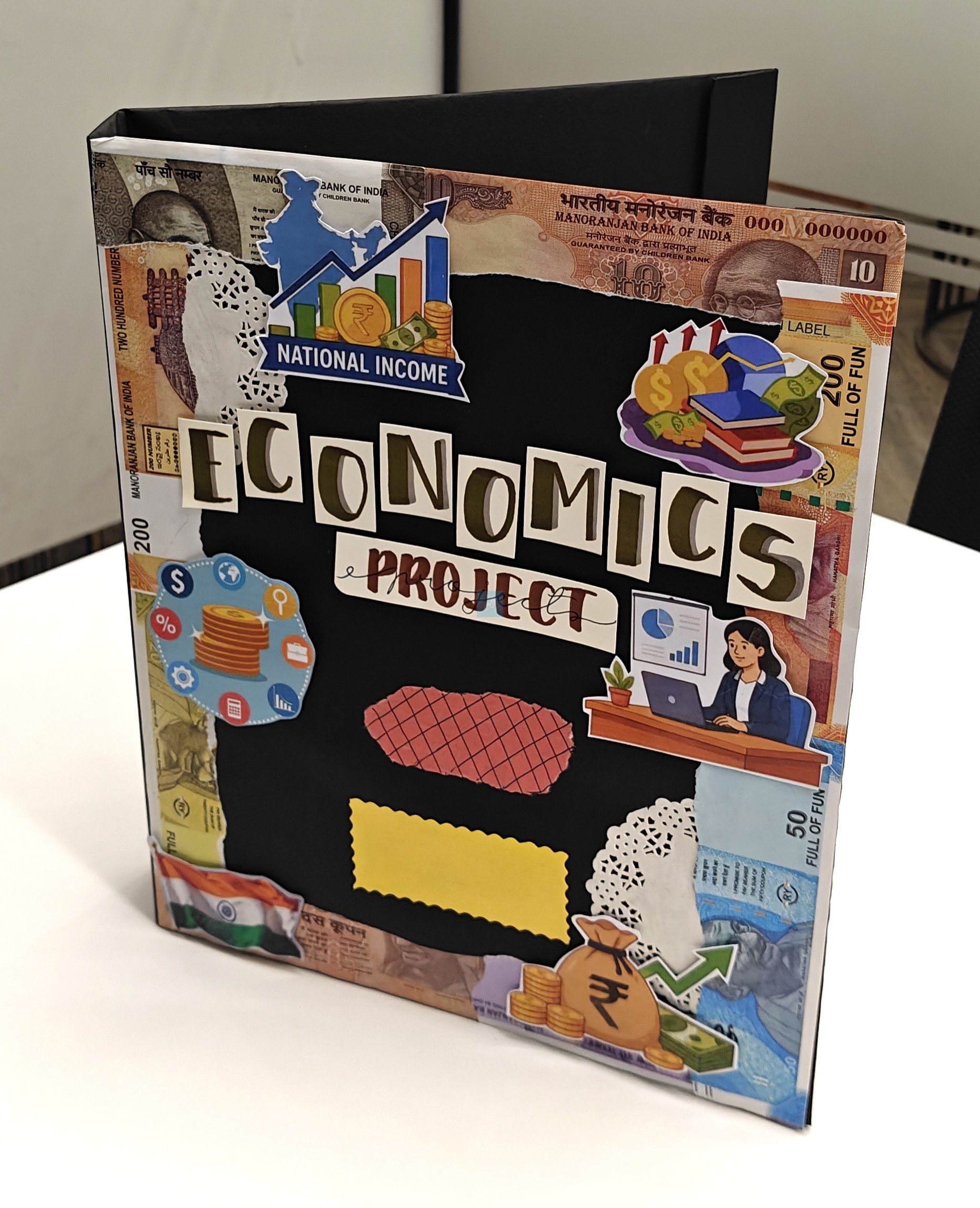 Project Banao Economics Black Currency Theme Project File Ring Binder | A4 Handmade Folder for School & College | Assignment & Practical Record File | Made in India - Image 6
