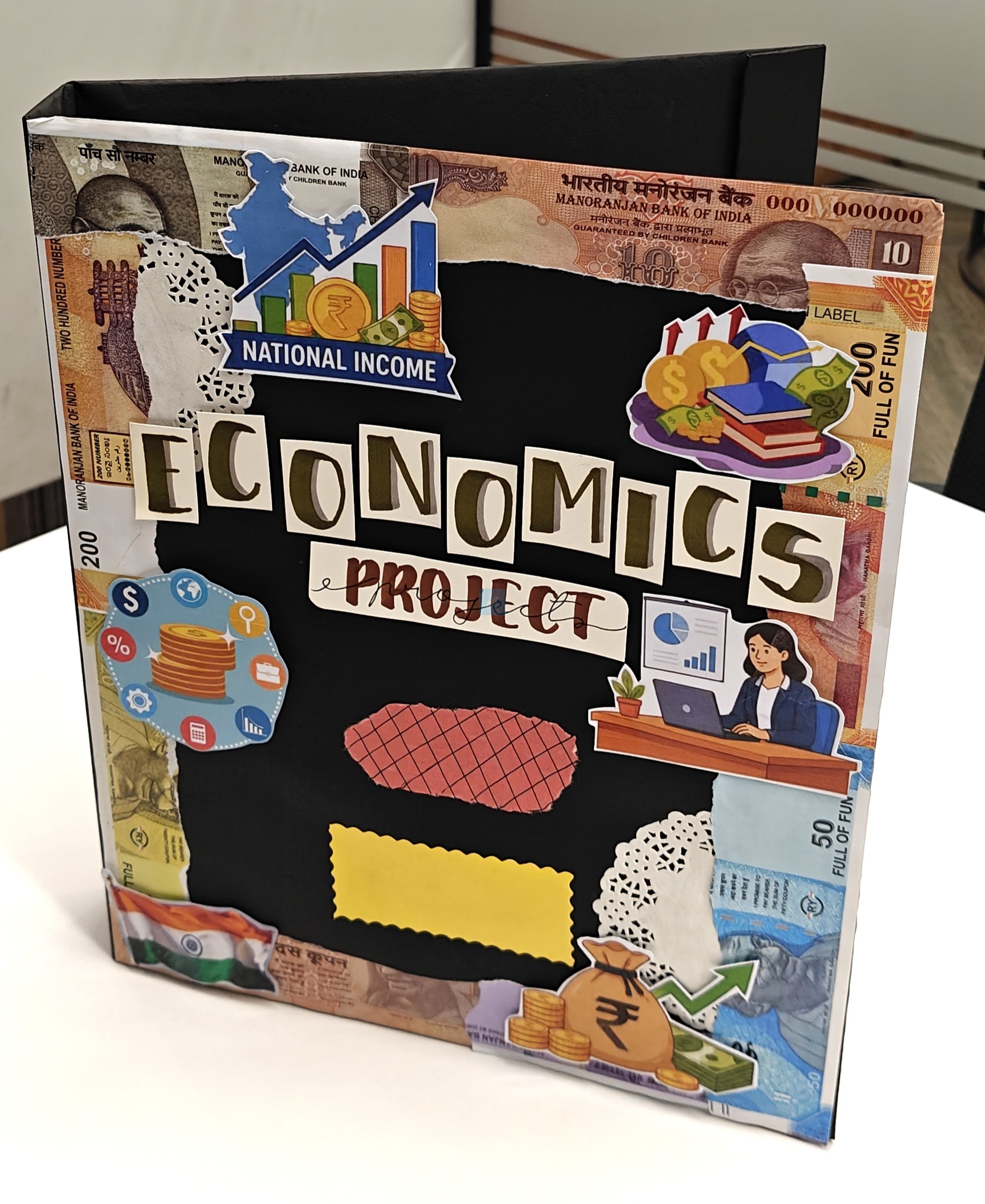 Project Banao Economics Black Currency Theme Project File Ring Binder | A4 Handmade Folder for School & College | Assignment & Practical Record File | Made in India - Image 3