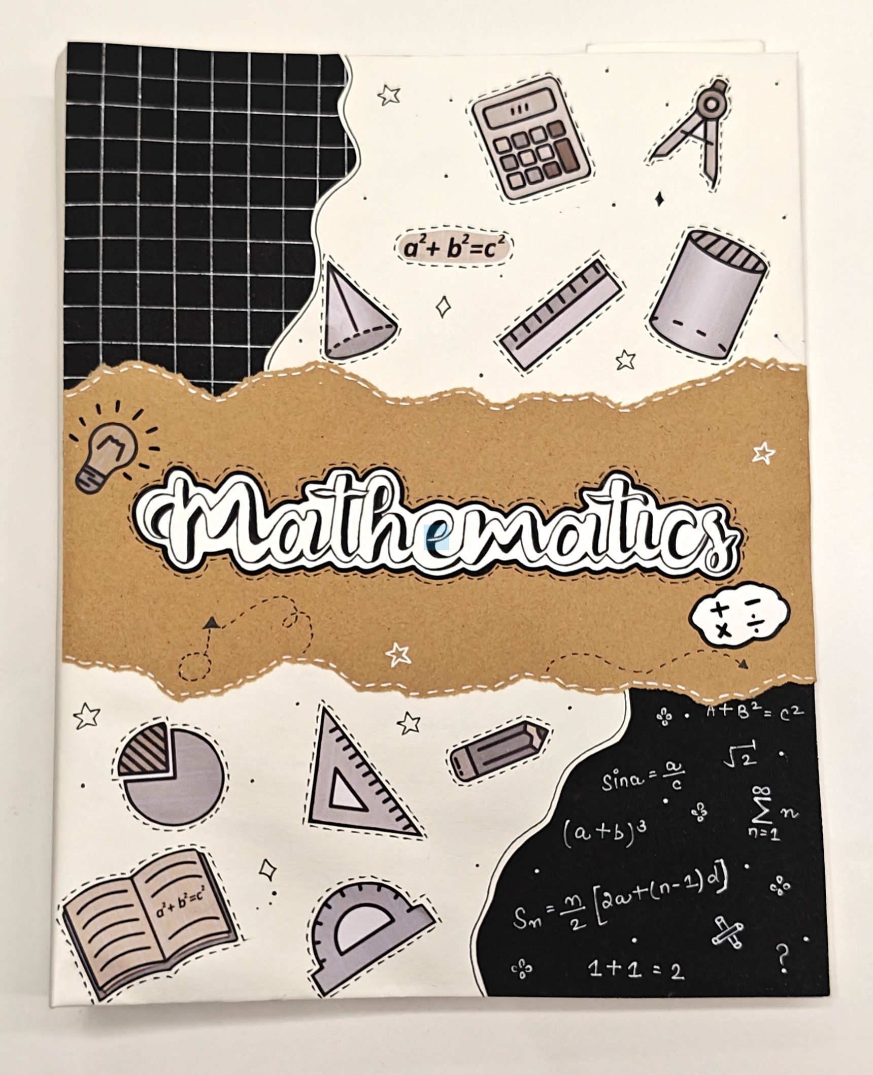 Project Banao Mathematics Project File | Black & White A4 Ring Folder | Handmade School & College Assignment File | Reusable Document Organizer | Made in India - Image 2