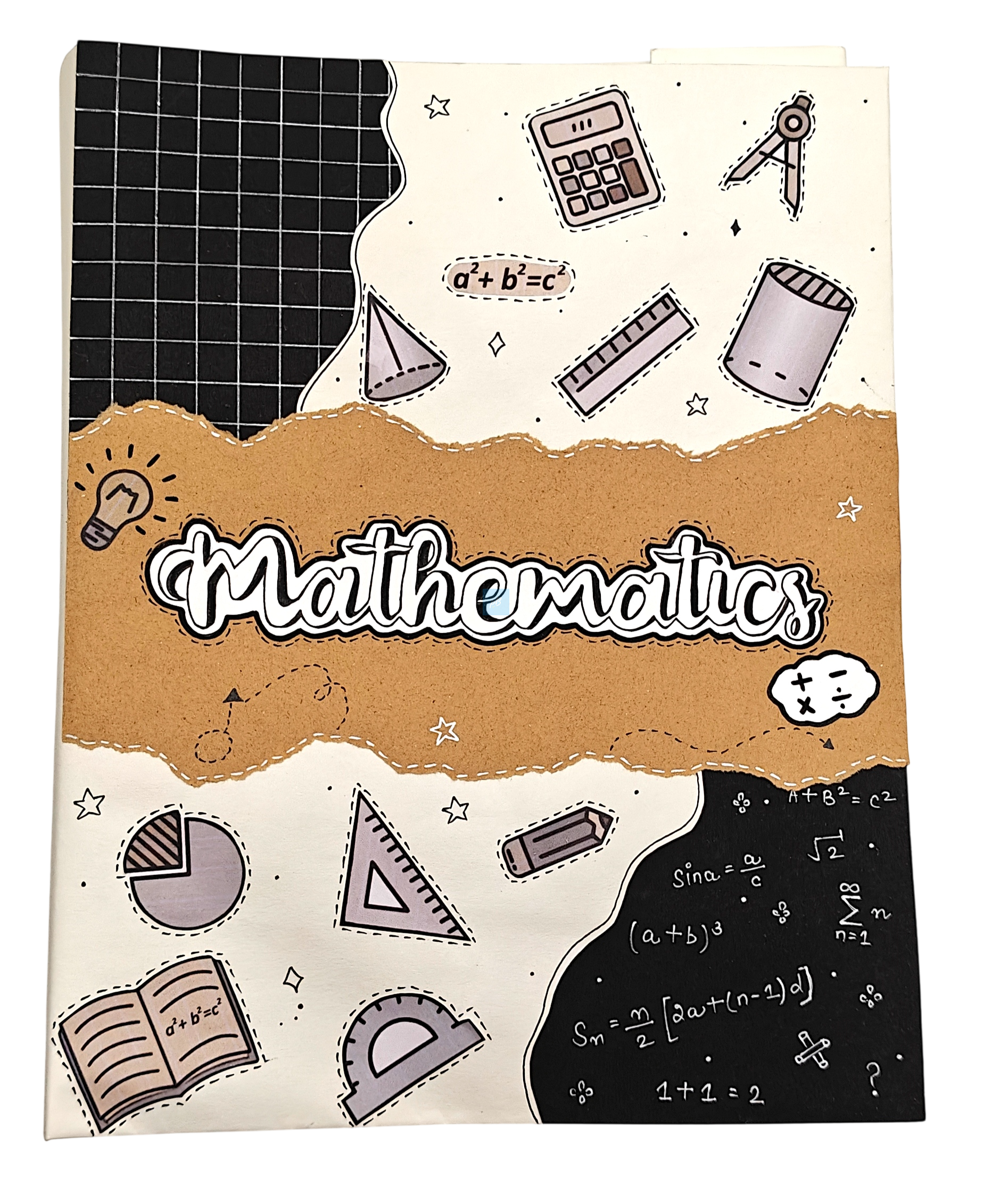 Project Banao Mathematics Project File | Black & White A4 Ring Folder | Handmade School & College Assignment File | Reusable Document Organizer | Made in India