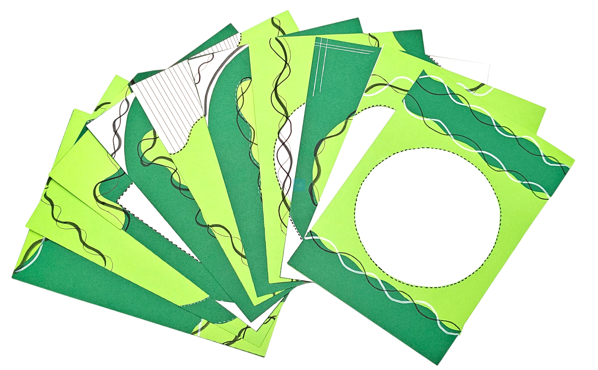 Project Banao Green Abstract Theme A4 Handmade Designer Sheets | Pack of 10 Sheets | Decorative Craft Paper for School Projects, Scrapbooking, Journals, & DIY Art | Made in India