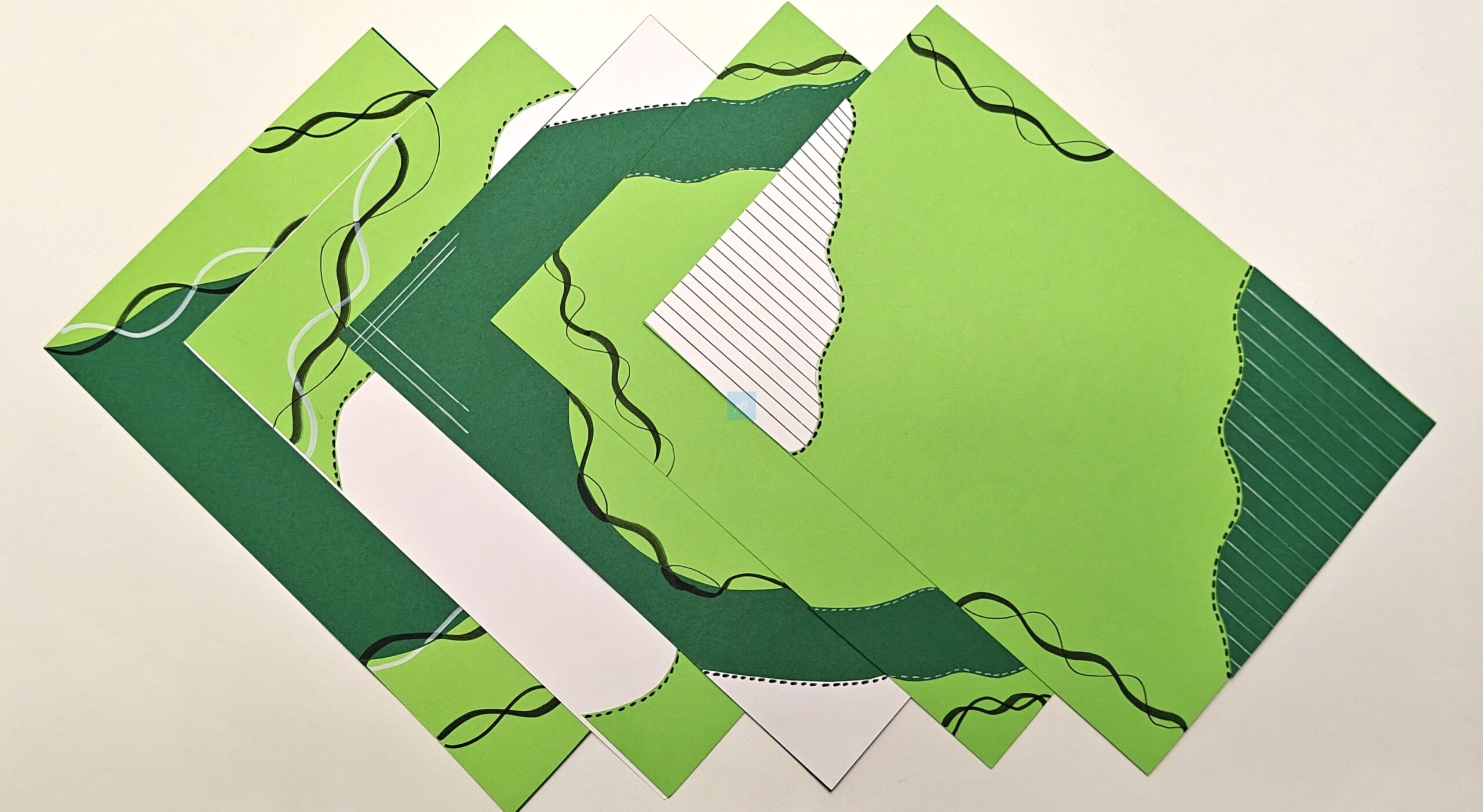 Project Banao Green Abstract Theme A4 Handmade Designer Sheets | Pack of 10 Sheets | Decorative Craft Paper for School Projects, Scrapbooking, Journals, & DIY Art | Made in India - Image 3