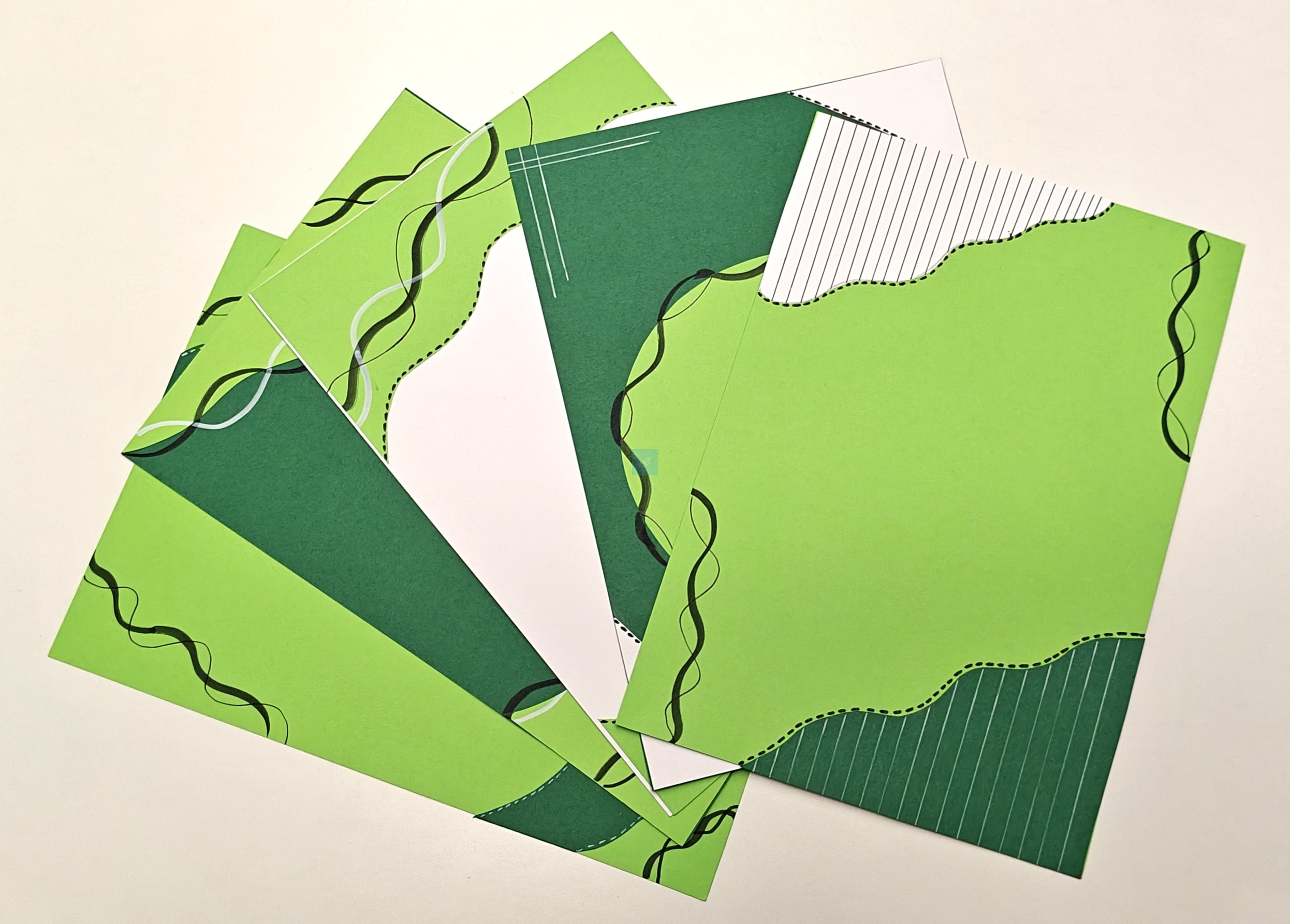 Project Banao Green Abstract Theme A4 Handmade Designer Sheets | Pack of 10 Sheets | Decorative Craft Paper for School Projects, Scrapbooking, Journals, & DIY Art | Made in India - Image 7