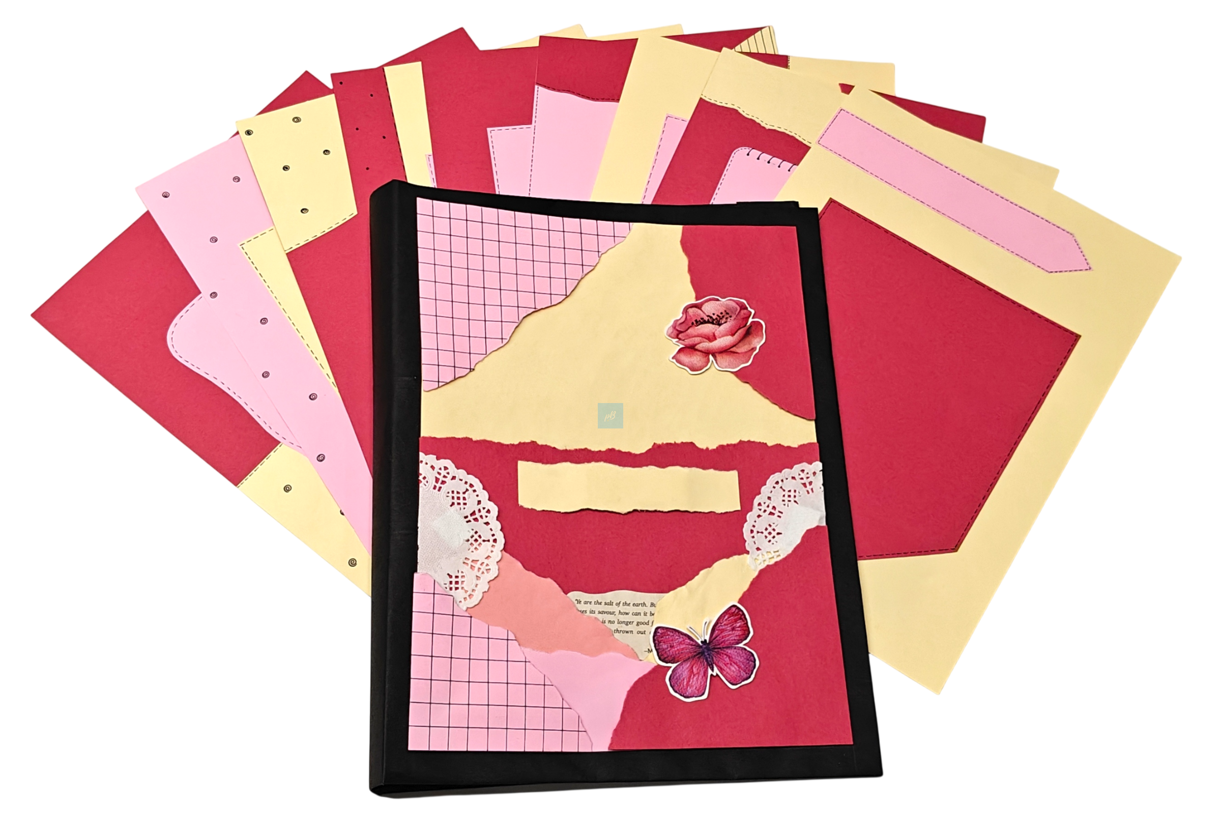 Project Banao A4 Handmade Project File Combo - Pink & Red Floral Theme | Ring Binder with 10 Designer Sheets | School & College Assignment Presentation File | Made in India