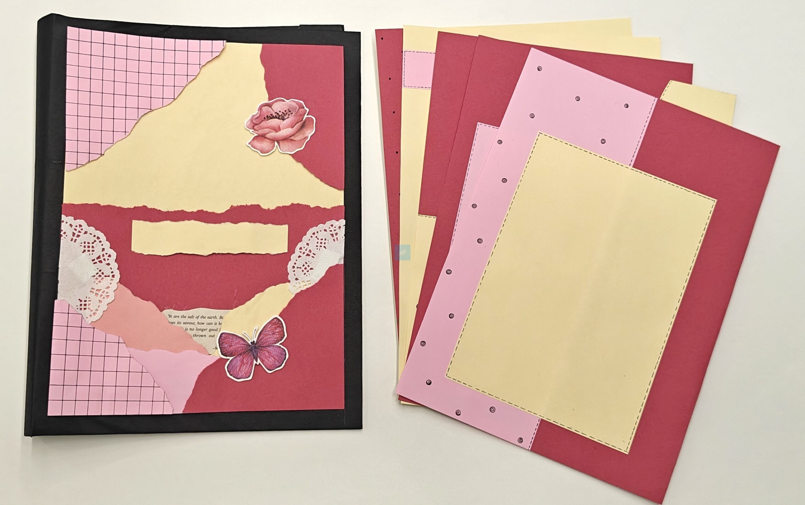 Project Banao A4 Handmade Project File Combo - Pink & Red Floral Theme | Ring Binder with 10 Designer Sheets | School & College Assignment Presentation File | Made in India - Image 4