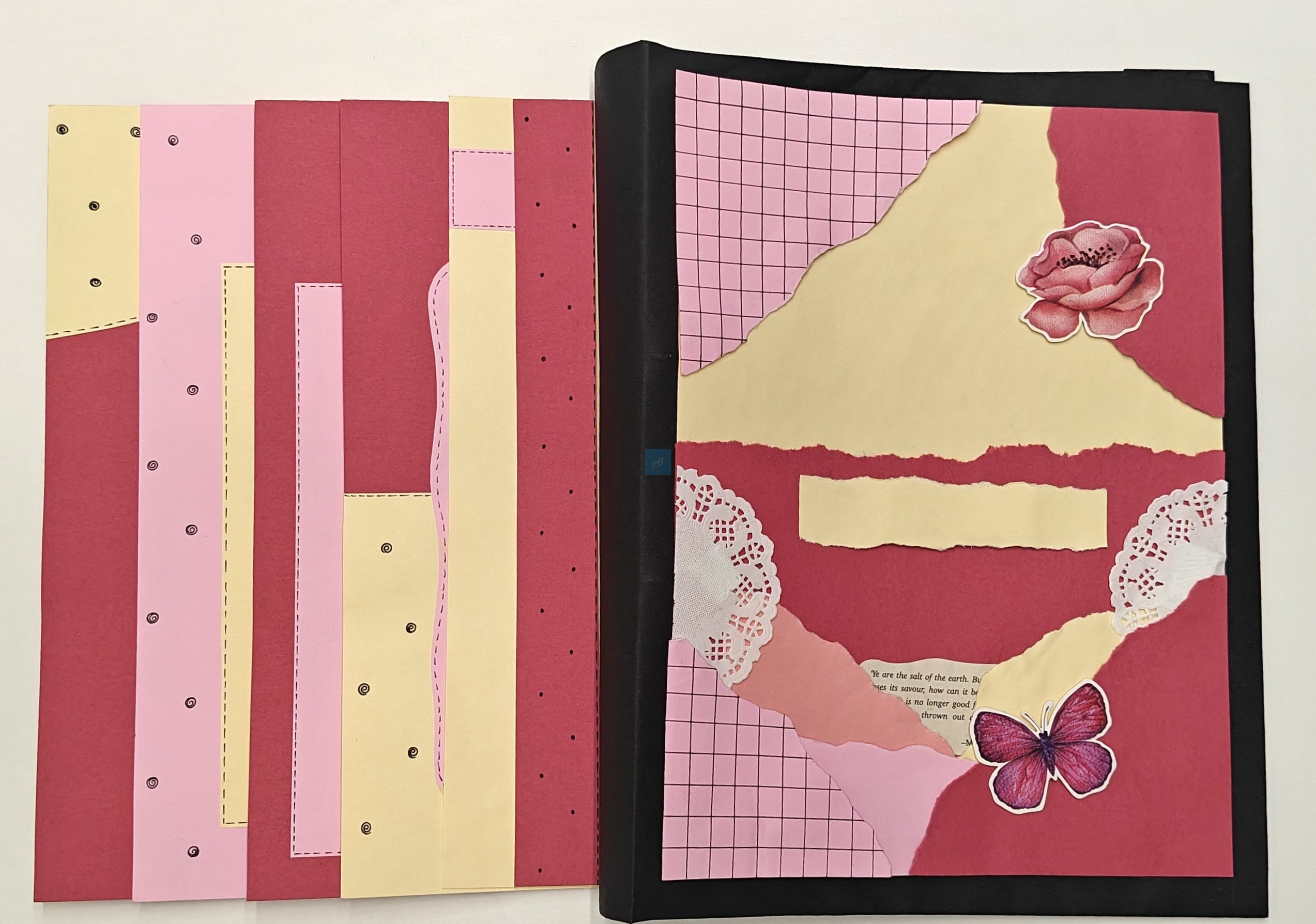 Project Banao A4 Handmade Project File Combo - Pink & Red Floral Theme | Ring Binder with 10 Designer Sheets | School & College Assignment Presentation File | Made in India - Image 3