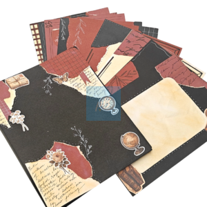 Project Banao A4 Handmade Project File & Sheets Combo – Burgundy, Black & Vintage Literary Theme | Ring Binder with 10 Designer Sheets | Retro Journal Style | Made in India