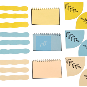 Project Banao Decoration Borders & Headings Cutouts Set - Yellow, Sky Blue & Pastel Beige Floral Leaf Theme | Borders, Headings & Subheadings, DIY School Project, Chart & Craft Decoration Supplies | Made in India