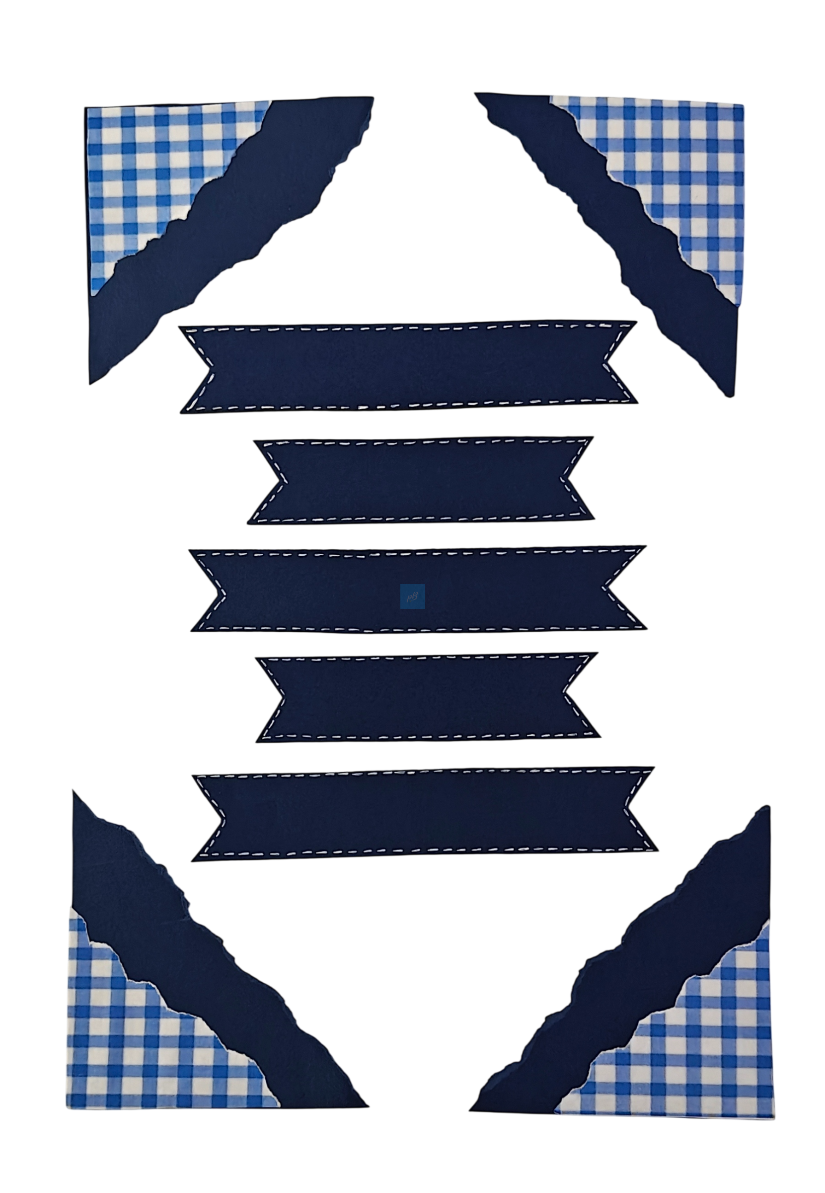 Project Banao Decoration Borders & Headings Cutouts Set - Navy Blue & White Gingham Theme | Borders, Headings & Subheadings, DIY School Project & Craft Decoration Supplies | Made in India