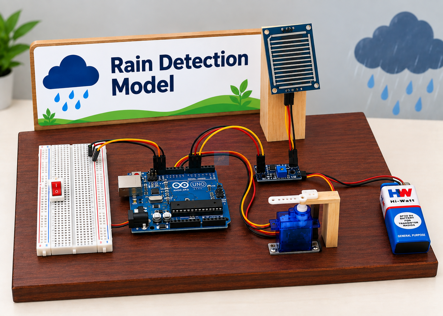 Project Banao Rain Detection Model Project Kit | Arduino UNO Rain Sensor & Water Detection DIY Science STEM Project | Automatic Rain Detector with Servo Motor, Sensor Module & Electronics Components