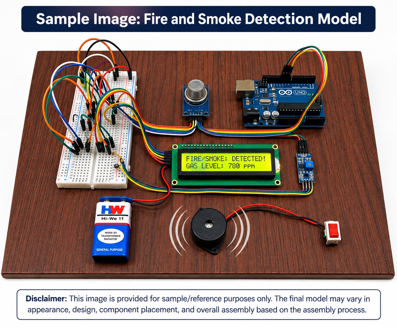 Project Banao Fire & Smoke Detection Robot Model Project Kit | Arduino UNO MQ-2 Gas & Smoke Sensor with LCD Display, Buzzer & DIY Electronics Components | STEM Science Project for School Students - Image 3