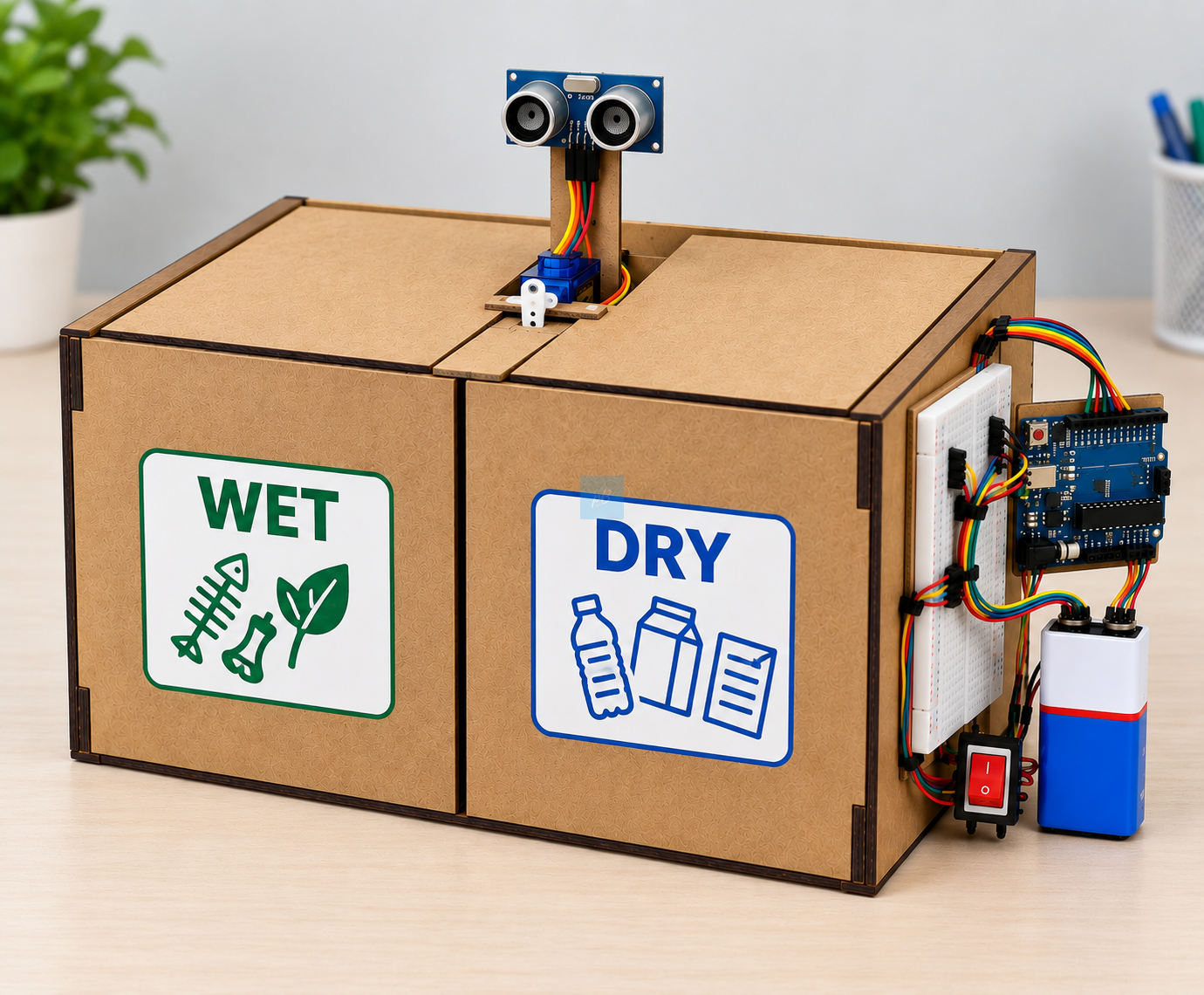Project Banao Smart Dustbin Project Model Kit | Arduino UNO Automatic Waste Bin with Ultrasonic Sensor & Servo Motor | DIY Smart Dustbin Science Project for School Students, STEM Learning & Exhibition